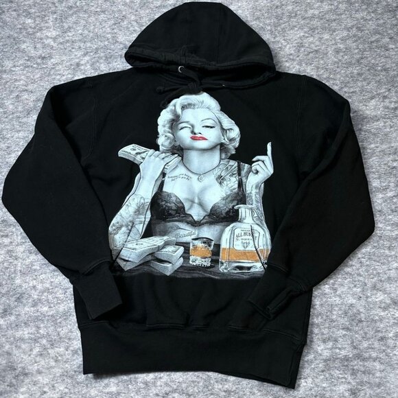 Marilyn Monroe All Hustle Hoodie Mens Small Graphic Pullover Black Tequila - Picture 3 of 8